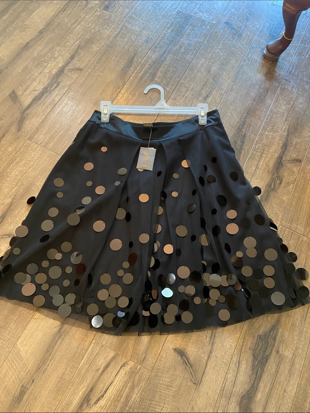 Ann Taylor Black Sequin Dot Tulle Skirt